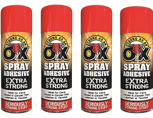 STOREX 4 X 500ml Adhesive Spray, Adhesive Glue Spray Contact adhesive Super Strong for Multi Purpose Craft Carpet Foam Fabric Cans