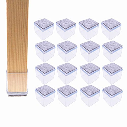 16 Tappi Protettivi per Gambe della Sedia, Feltrini per Sedie, Piedini (Quadrati, 25 x 25 mm)