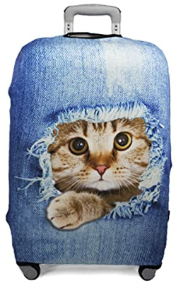 PAYMA - Elastisch Kofferhülle, Reisegepäck. Kofferschutzhülle Futter für Koffer. Spaß und originelle Designs. Beschichtung zum Schutz vor Kratzern und Flecken. Größe: Medium (M), Farbe: Katze