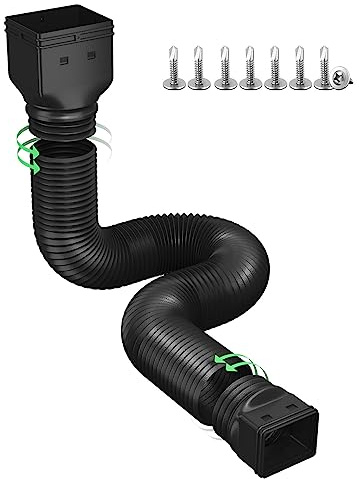 Ogutter Rain Gutter Downspout Extensions, Downspout Extender for Rainwater Drainage Flexible, Down Spout Drain Extension Pipe and Extendable from 21 to 66 Inches (Black)