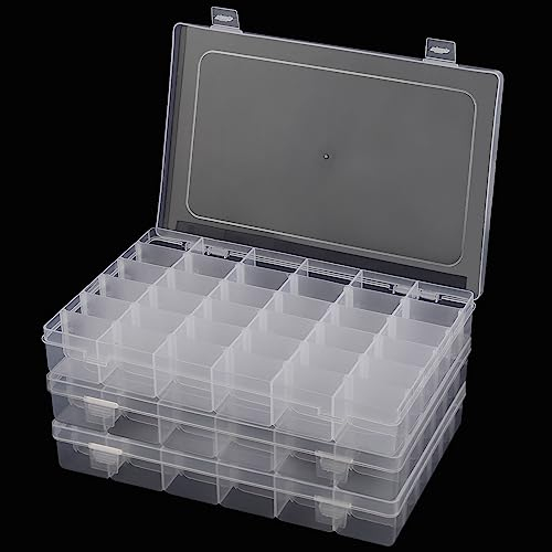 CHEUKYIU 3 STK 36 Fächer Aufbewahrungsbox Skleinteilebox Transparent Skleinteilebox Kleinteilebox mit Deckel Kunststoff Verstellbare Sortierboxen für Schmuck Perlen Ohrring DIY Handwerk