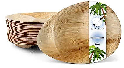 onlyleaf Piatti di Foglia di Palma a Scomparti 26 x 19,5 cm Stoviglie Monouso a Forma di Goccia I Piatto Menu Monouso a 3 Scomparti I Piatti Monouso per Feste Piatti di Palma 100 Pezzi