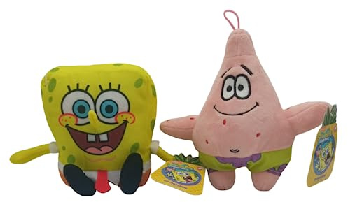 Grupo Moya Packung mit 2 Plüschtieren: SpongeBob Schwammkopf + Patrick, 20 cm