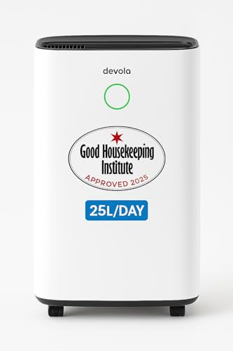 Devola 25L/day Low Energy Dehumidifier, Quiet & Energy Efficient Dehumidifiers for Home & Air purifier With HEPA filter, Laundry Mode