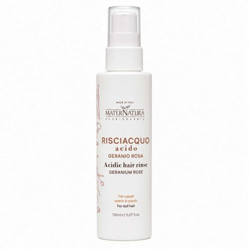 Maternatura, Saures Haarspülungsspray mit Rosa Geranien, Fruchtsäure-Finishspray zur Entfernung von Kalkrückständen, Gebrauchsfertig, Bio, Made in Italy - 150 ml