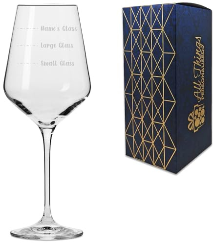 Personalised Engraved Infinity Wine Glass with Name's Glass Handwritten Measurements Design, Customise with Any Name for Any Occasion, Laser Engraved, Gift Box Included