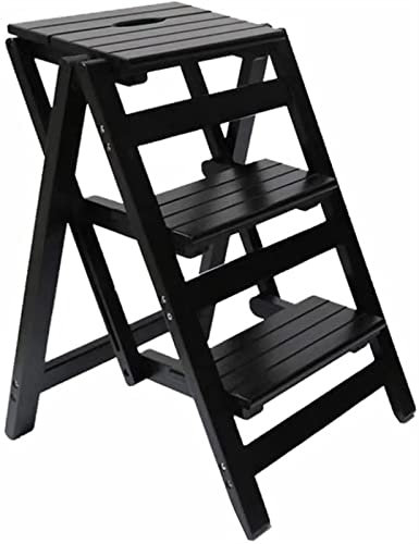 Indoor-Kletterhocker, Tritthocker aus Hartholz für Erwachsene, Tritthocker, 3 multifunktionale Haushaltsleitern, Klappstuhl aus Holz, Bibliotheksleiter, Pflanzenständer/A