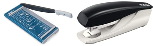 Dahle 502 Hebel-Papierschneider & Leitz NeXXt Bürotacker aus Metall, Für 30 Blatt, Ergonomisches Design mit Nachfüllanzeige, Inkl. Heftklammern, Schwarz, 55000095