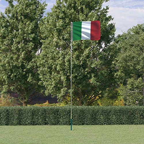 Mât et drapeau Italie aluminium 5,55 m, ShGaxin mât drapeau extérieur, mât de drapeau