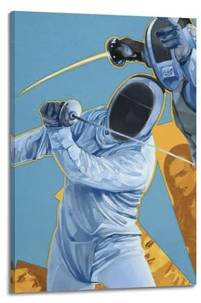 qiyan Modernes Ölgemälde-Poster, Fechten, Sportposter, dekoratives Gemälde, Leinwand, Wandposter und Kunstdruck, moderne Familienschlafzimmer-Dekoration, Poster, 60 x 90 cm