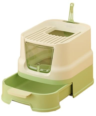 Litterbox - Caja de arena para gatos con tapa, entrada superior grande antisalpicaduras con cuchara de arena para gatos, caja de arena cerrada de plástico para gatos con tipo de cajón, bandeja de