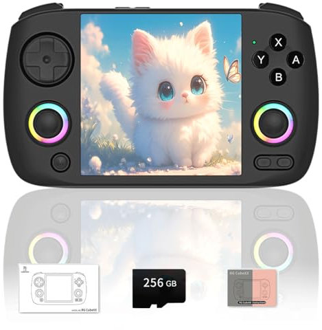 RG CubeXX Retro Handheld Game Console, Pre-installed Emulator Built-in 256G TF Card 11000+ Games Linux 64-bit 3.95-inch IPS Screen Pocket Console Video Player Support TV Output