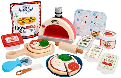 Little Tikes Creative Chefs Pizzakit – med speciell smink! Mix-leksand, 22 tillbehör, realistisk pizzabagare rollspel, för pojkar och flickor från 3 år, inte ätbar