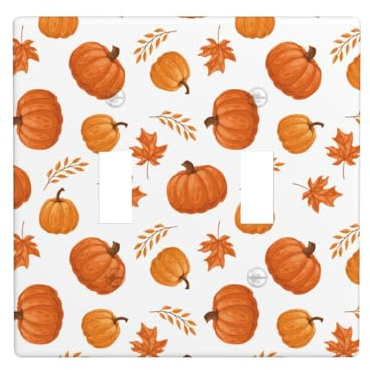 Placca di copertura per interruttore della luce a levetta, 2 piastre da parete di dimensioni standard 11,4 x 11,4 cm, zucca d'acero doppia piastra di copertura per interruttore della luce, piastra