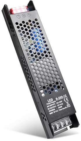 Fuente de alimentación de 12 V 200 W, fuente de alimentación de 12 voltios 16.5 A CC, transformador convertidor de CA 110-250 V a CC 12 V, controlador LED, fuente de alimentación de conmutación para
