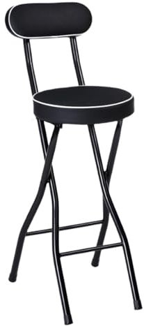 Sgabello da Bar Alto Pieghevole con Schienale, Sgabello Rotondo in Metallo Pieghevole Sedia Sgabello Portatile Pieghevole Imbottito in Ecopelle for Cucina Soggiorno(60cm/24in)