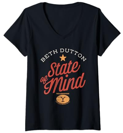 Damen Yellowstone State Of Mind Beth Dutton Rot T-Shirt mit V-Ausschnitt