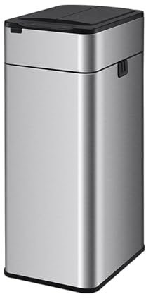 Motion Sensor Waste Bin, Automatic Trash Can - 40L Stainless Steel Garbage Can with Lid for Kitchen, Bedroom, Home Office - Sealed Packaging, Silver