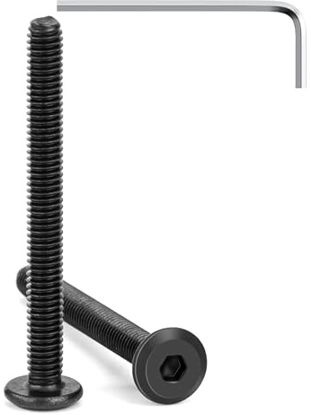 Tunejoy 20 Pezzi Viti a Testa Piatta M4 x 40 mm Nero Vite a Testa Esagonale Bulloni in Acciaio Inox A2 V2A Bulloni per Mobili con Chiavi a Esagono Filettatura Completa