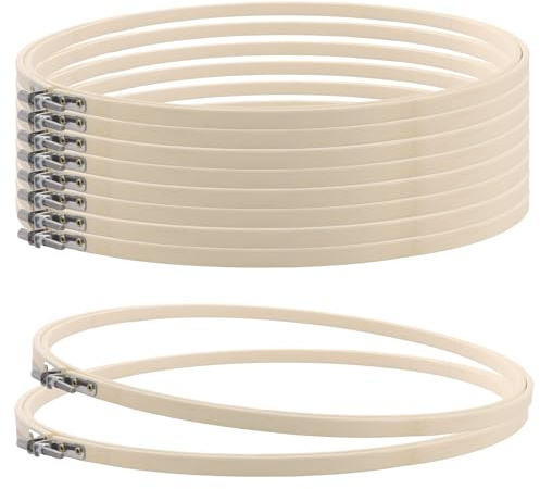 AKOLAFE 8 cerchi da ricamo grandi in bambù da 30,5 cm, regolabili, per punto croce, kit da ricamo rotondo in bambù, per fai da te, arte, artigianato e cucito pratico