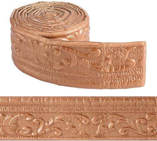 CRASPIRE Moldura de Corona para Papel Tapiz de 90.5 x 3.14 pulgada Autoadhesiva Y Adhesiva de Color Ocre Flexible 3D con Espejo Impermeable para Bordes de Pared Líneas de Base Espuma para Decoración