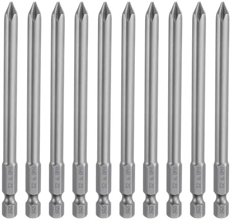 QUARKZMAN 10pcs Embout de tournevis cruciforme Phillips #1 PH1 Tige hexagonale 1/4 4 (100mm) Long en acier S2 magnétique de qualité industrielle pour tournevis électrique 0,236 (6mm) Tige