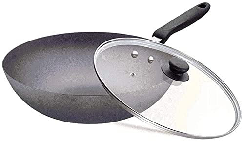 Wok antiaderente e padella con coperchio, cestello e griglia per vapore, padella antiaderente da 34 cm per una cottura sana, ideale per friggere e cuocere a vapore