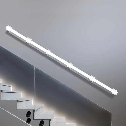 Corrimano – ringhiera per scale interne – ringhiera per scale, 460 cm, bianco corrimano per scale, esterni/interni in acciaio inox (bianco, 460 cm)