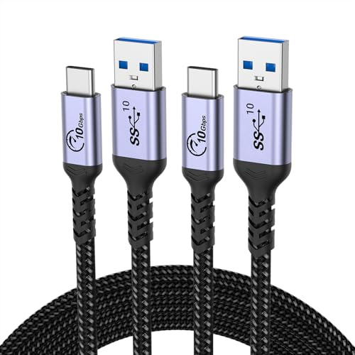 SUMPK Android Auto USB C-kabel [2 m 2-packs], 10 Gbit/s dataöverföring USB A till USB C-kabel kompatibel med autoplay, billaddare, iPhone 16/15, Samsung Galaxy