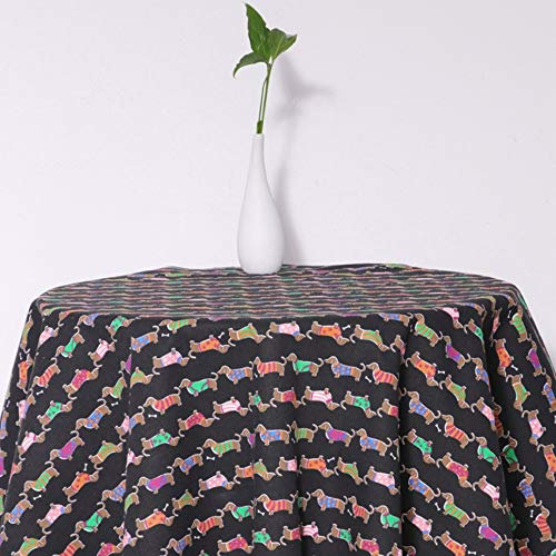 ONECHANCE Baumwolle Canvas Stoff Meterware 100x150cm Tiere Blumen Muster Baumwollstoff für DIY-Projekte Color Hund Schwarz Size 2 Meter