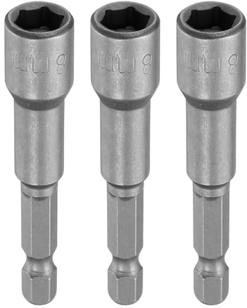 QUARKZMAN 3Pz Bussole per Avvitatore Esagonale a Dado 8mm Chiavi Bussola Metriche 6 Punte Gambo Esagonale 1/4 Inserto Magnetico Acciaio CR-V Bulloni Impulsi per Trapani, Lungo 2.56 (65mm)
