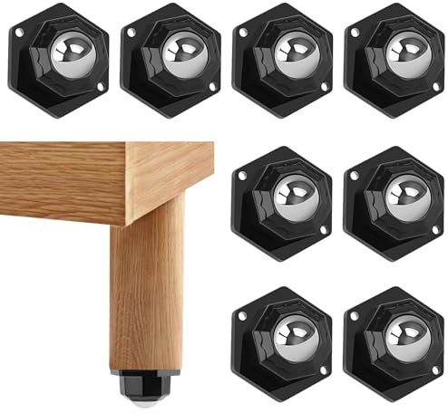 Roulettes pour Meubles, 8 Pièces Mini Roulette Charge Lourde 200kg, Pivotante à 360° Roulette pour Meubles Lourd, Petite Roulettes pour Meubles et Marchandise (Noir)