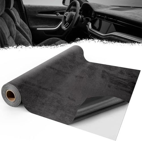 Mbsomnus Tessuto in Microfibra Autoadesivo 400x50 cm Tessuto Adesiva per Auto Grigio Scuro Pellicola vellutata per Interni Dell'abitacolo Elasticizzato per Cruscotto Interni Auto Mobili Cassetto