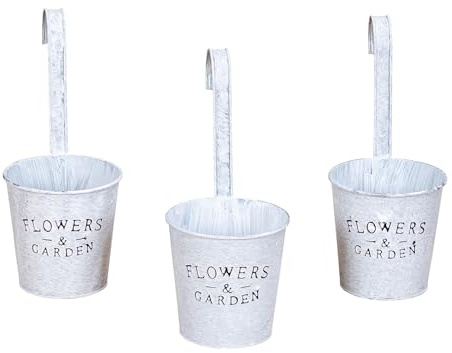 levandeo 3er Set Hängender Blumentopf Metall Pflanztopf Zum Aufhängen Vintage Shabby Chic Balkon Garten Gartendeko Pflanzkübel