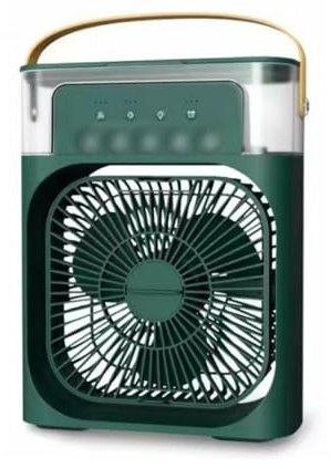 HADAVAKA Portable Misting Fan With Water Mist Spray Cooling – Features 3 Adjustable Wind Speeds, Night Lights, Perfect Mini Desktop Fan for Office, Car, Home, and Beyond (Green)