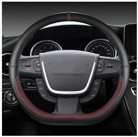 Lenkradhülle Für Peugeot 508 2011 2012-2017 2018 Für 508 SW 2011-2018 Auto-Lenkradabdeckung Mikrofaser-Leder D-Form Autozubehör Auto Lenkradbezug(WEINROT)