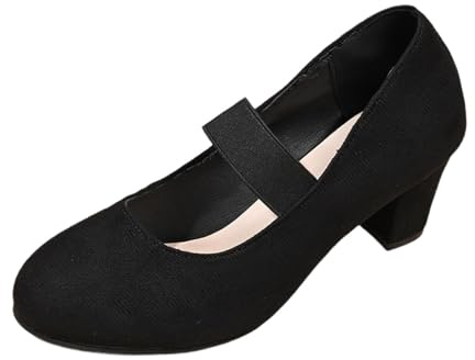 Escarpins pour femme - Élégantes et confortables - Avec talon croisé - Sangle de cheville - Chaussures à talons hauts - Ballerines - Chaussures de danse pour costume traditionnel Oktoberfest, Noir 01