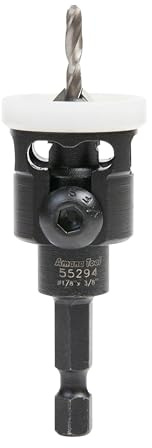 Amana Tool 82 Degree Countersink with Adjustable Low Friction Drill Bit Depth Stop, 55294, 3/8 D x 1/8 Drill Dia x 1/4 Inch Quick Release Hex Shank