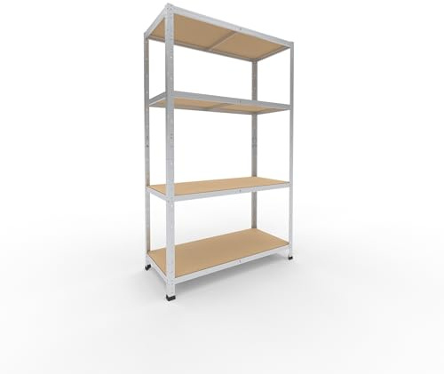 shelfplaza Home 180x110x50cm Schwerlastregal verzinkt mit 4 Böden x 175kg | Kellerregal · Lagerregal · Metallregal · Regale für Kellerraum · Steckregal · Abstellraum Regal