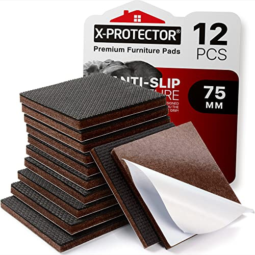 NON SLIP FURNITURE PADS X-PROTECTOR - FLOOR PROTECTOR - 12 pcs 75mm | Floor Protector Pads - Rubber Feet for Furniture Feet - Floor Protectors for Keep in Place Furniture. STOP YOUR FURNITURE