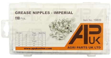 Box of Imperial Grease Nipple Assortment Assorted Pack Kit Set 110pcs 1/4, 1/8