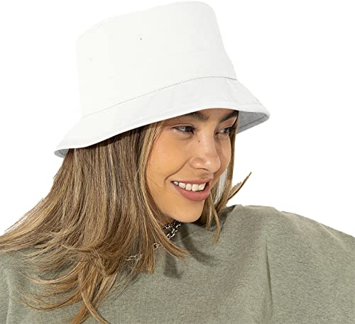 4sold Fischerhut Sonnenhut Baumwolle Anglerhut Fischermütze Strandhut Freizeithut Schlapphut Camping Reisen (White)