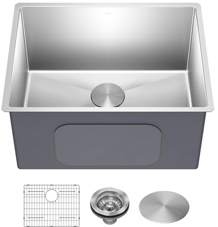 Kraus KHU101-24L Standart PRO 24-inch Undermount 16 Gauge Single Bowl Laundry and Utility Sink, 24 Inch, Tight Radius