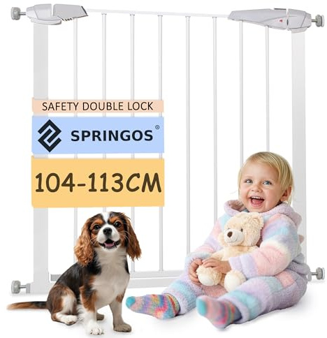 SPRINGOS Tür- und Treppenschutzgitter mit 28 cm Verlängerung Kinderschutzgitter Passung: 104-113 cm Klemmsystem