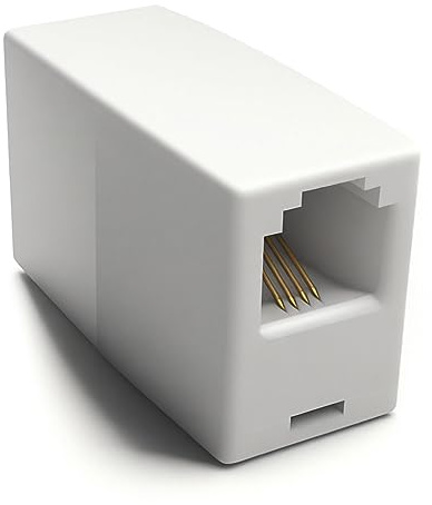 RetailAndBulk Telephone in-Line Coupler RJ11 Female to Female 6P4C Adapter with Gold Plated Contacts (2-Pack, White)