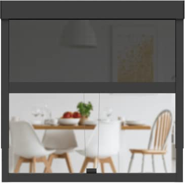 CLIP'N'SHADE Grau - Aussenrollo gegen Hitze, Jalousie, Sichtschutz und Abdunkelung für Fenster, Hitzeschutz Rollo ohne Bohren (Breite: 60 cm, Höhe: 60-90 cm, Blickdicht)