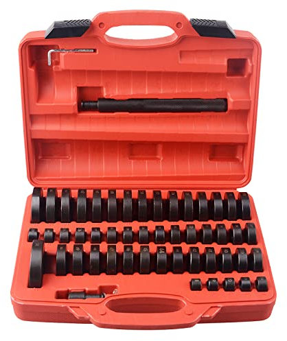 DAYUAN Lot de 52 pièces avec disques de montage pour roulements de roue, bagues d'étanchéité, douilles, joints en caoutchouc, extracteurs, pièces de pression, pour enfoncer 18–65 mm