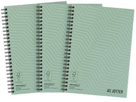 Summit A5 Metallic Wirebound Notebook – 3 Pack, Ruled Pages for School, Work & Journaling, Lay-Flat Durable Binding