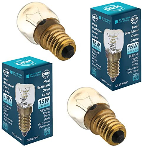 Masterpart 2 x 15w Dr Fischer Philips Branded OEM 300 Degree Small Edison Screw Oven Lamps Cooker Pygmy Light Bulbs E14