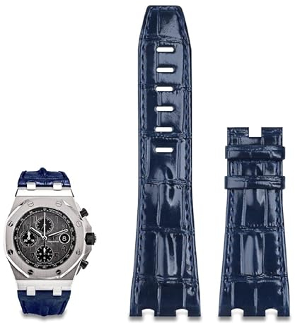 EPANO 28 mm importiertes Lederarmband für AP für Audemars Piguet 42 mm für Royal Oak Offshore Uhrenarmband Zubehör Dornschließe 15710/15703, With Black Buckle, Achat